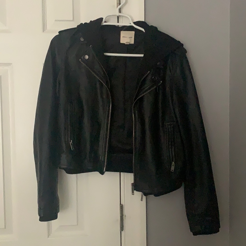 Silence and Noise hooded leather jacket